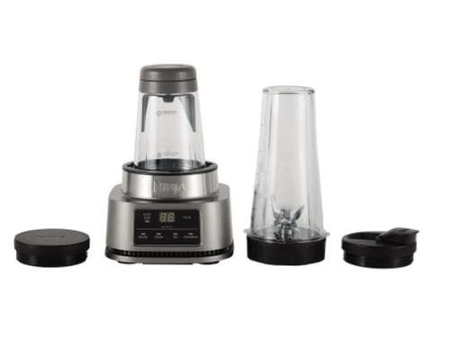 Blender 2 in 1 ninja cb100eu, 1100 w, 400 ml, power nutri bowl & 700ml power nutri cup, motor cu cuplu inteligent, tehnologie auto iq (gri)