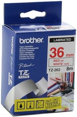 Brother etichete tz262 36mm (rosu/alb)
