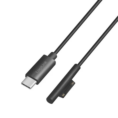 Cablu alimentare logilink pentru microsoft surface, usb type-c la surface connector, 1.8m, negru