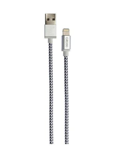 Cablu date grixx grca8pinfmc103, usb apple mfi, cablu impletit, 3 m (gri/alb)