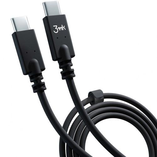 Cablu date si incarcare 3mk hyper silicone, usb type-c la usb type-c, 1m, pd 100w, negru