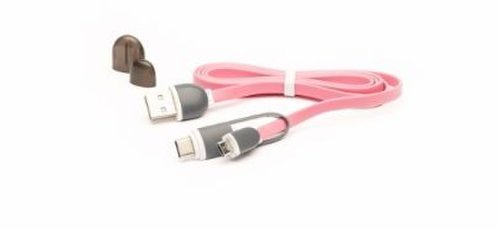 Cablu de date e-boda cml qc 301, micro usb, adaptor tyce-c (roz)