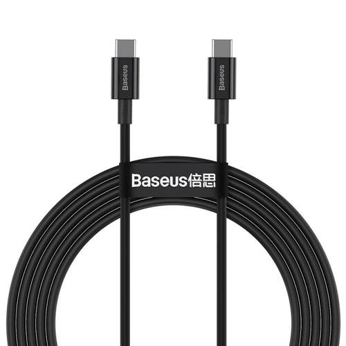 Cablu de date si incarcare baseus superior series catys-c01, usb type-c la usb type-c, 2m, 100w, negru