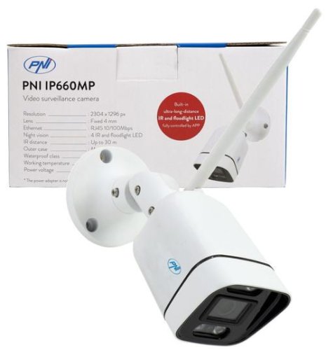 Camera supraveghere video pni-ip660mp, 3mp, wireless, ip66, microfon, retea, xmeye (alb)