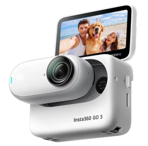 Camera video sport insta360 go3, 128gb, control vocal, waterproof ipx8, editare ai (alb)