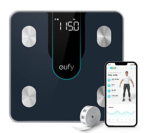 Cantar de baie eufy smart scale p2, bluetooth, 3d virtual body mod (negru)