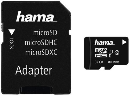 Card de memorie hama 124139, microsdhc, 32gb, clasa 10 + adaptor sd