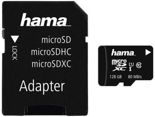 Card de memorie hama 124158, microsdxc, 128gb, clasa 10, + adaptor sd