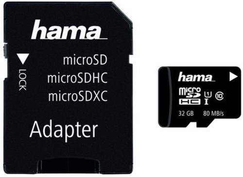 Card de memorie hama microsdhc, 32gb, clasa 10, pana la 80 mb/s, uhs-i + adaptor sd