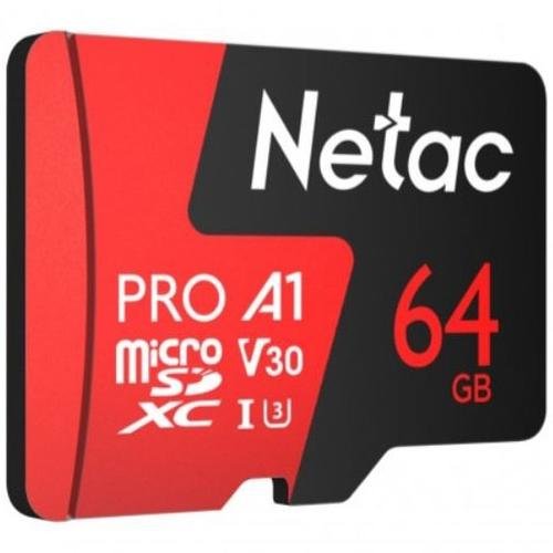 Card de memorie netac p500 extreme pro, microsdxc, 64gb, v30/a1/c10 up to 100mb/s