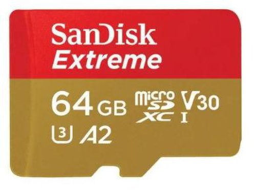Card de memorie sandisk extreme sdsqxah-064g-gn6aa, microsdxc, 64gb, uhs-i u3, v30 + adaptor sd