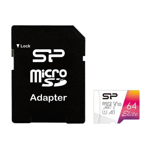 Card de memorie silicon power elite, microsdxc, 64gb, class 10, uhs-i u1, v10, a1 + adaptor sd