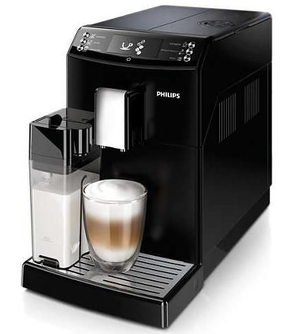 Espressor super-automat philips ep3550/00, sistem filtrare aquaclean, carafa de lapte integrata, 5 setari intensitate, optiune cafea macinata, 5 bauturi, negru