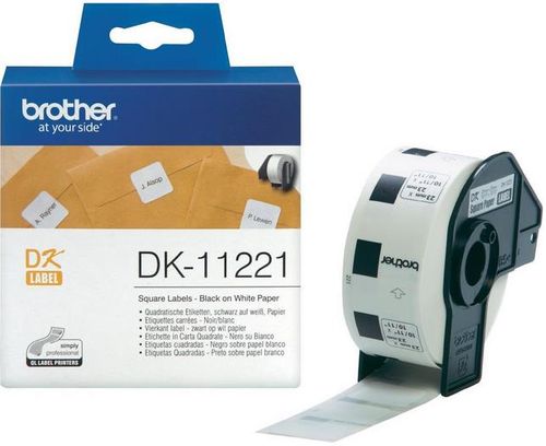 Etichete de hartie pentru arhivare brother dk11221, 23 mm x 23 mm (negru/alb)