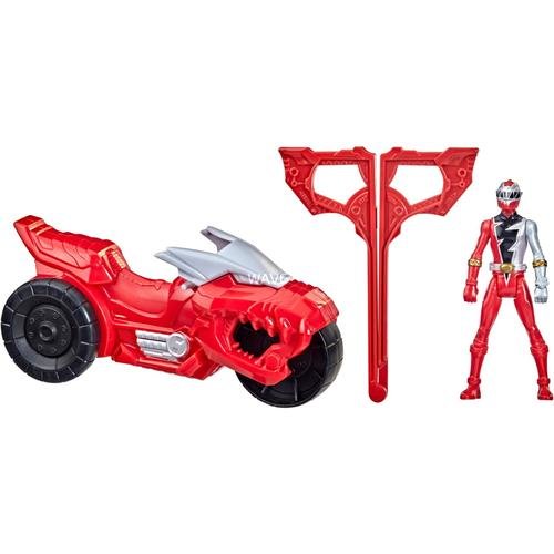 Figurina power rangers rip n go t-rex battle bike and dino fury (rosu)