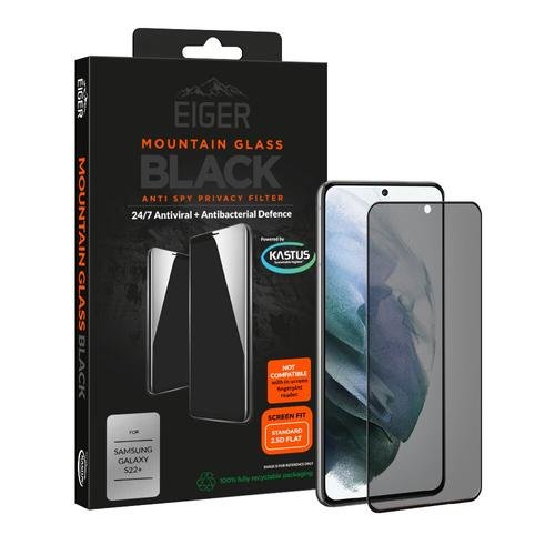 Folie sticla eiger 3d privacy mountain glass compatibila cu samsung galaxy s22 plus black, 0.33mm, 9h