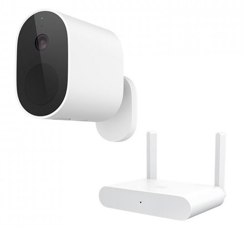 Kit camera de supraveghere xiaomi mi wireless outdoor security, wireless, 1080p + receiver intern (alb)