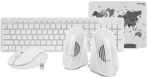 Kit tastatura, mouse, boxe si mousepad natec tetra wireless (alb)