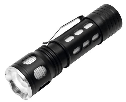 Lanterna metalica home mfl200, led cree, 200 lumeni, 3 moduri iluminare, functie zoom (negru)
