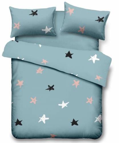 Lenjerie de pat pentru 2 persoane vanora home, 4 piese, microfibra, stars (albastru)