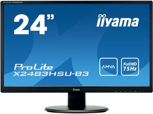 Monitor amva led iiyama 23.8inch x2483hsu-b3, full hd (1920 x 1080), vga, hdmi, displayport, usb 2.0, boxe, 75 hz, 4 ms (negru)