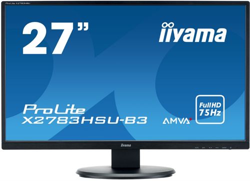 Monitor amva+ led iiyama prolite 27inch x2783hsu, full hd (1920 x 1080), vga, hdmi, displayport, usb 2.0, boxe, 4 ms (negru)