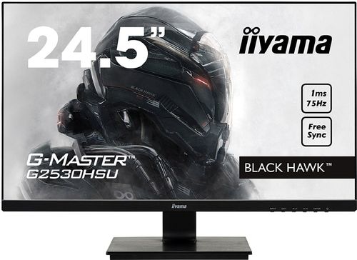 Monitor gaming tn led iiyama g-master black hawk 24.5inch g2530hsu-b1, full hd (1920 x 1080), vga, hdmi, diaplayport, boxe, 75 hz, 1 ms (negru)