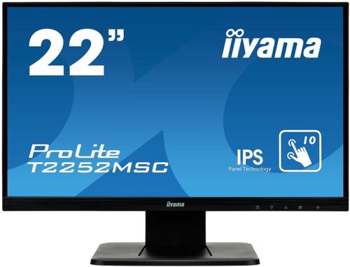 Monitor ips led Iiyama 21.5inch t2252msc-b1, full hd (1920 x 1080), vga, hdmi, displayport, boxe, touchscreen, 7 ms (negru)