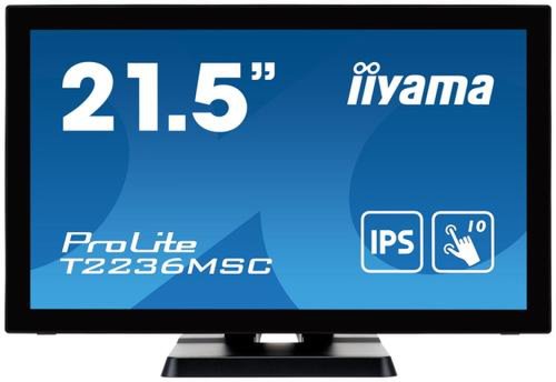 Monitor ips led iiyama prolite 21.5inch t2236msc-b3, full hd (1920 x 1080), vga, hdmi, displayport, touchscreen, boxe (negru) 