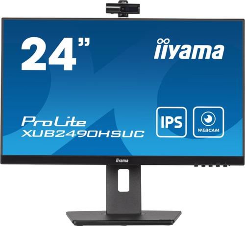 Monitor ips led iiyama prolite 23.8inch xub2490hsuc-b5, full hd (1920 x 1080), vga, hdmi, displayport, pivot, boxe (negru) 