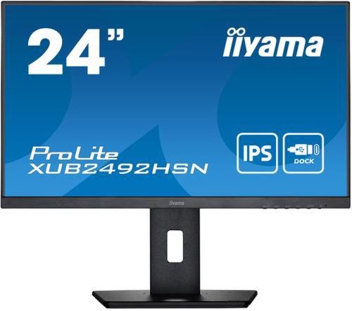Monitor ips led iiyama prolite 24inch xub2492hsn-b5, full hd (1920 x 1080), hdmi, displayport, pivot, boxe (negru) 