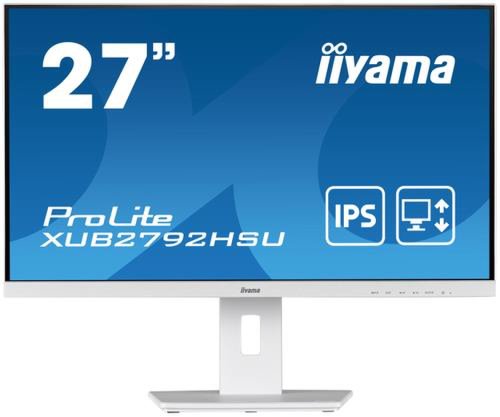 Monitor ips led iiyama prolite 27inch xub2792hsu-w5, full hd (1920 x 1080), vga, hdmi, displayport, pivot, boxe (alb) 