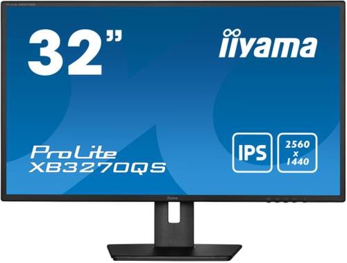 Monitor ips led iiyama prolite 31.5inch xb3270qs-b5, qhd (2560 x 1440), dvi, hdmi, displayport, amd freesync, boxe (negru)