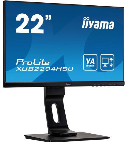 Monitor va led iiyama 21.5inch xub2294hsu-b1, full hd (1920 x 1080), vga, hdmi, displayport, boxe, pivot, 75 hz (negru)
