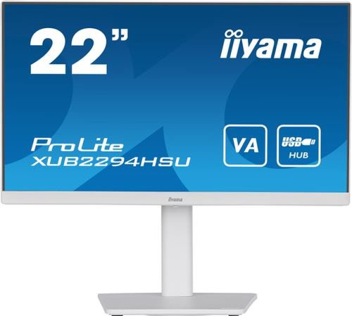 Monitor va led iiyama prolite xub2294hsu-w2, full hd (1920 x 1080), hdmi, displayport, amd freesync, pivot, boxe (alb)