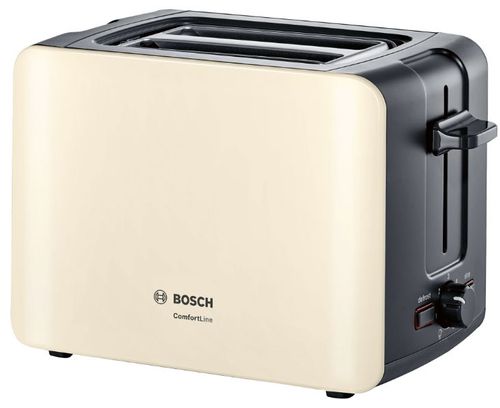 Prajitor de paine Bosch comfortline tat6a117, 1090 w, 2 felii, gratar chifle (crem/negru)