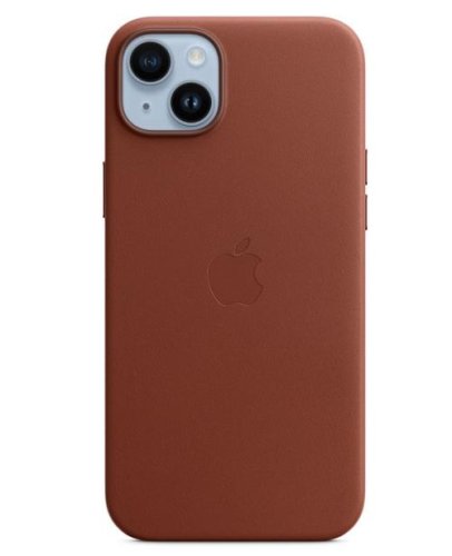 Protectie spate apple leather pentru apple iphone 14 plus, magsafe (maro)