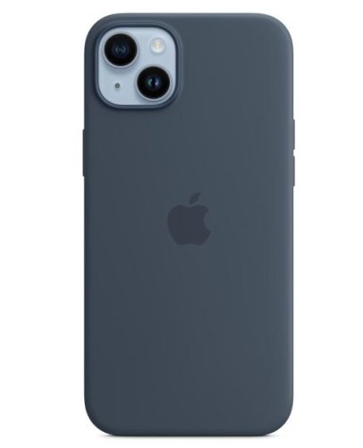 Protectie spate apple silicone pentru apple iphone 14 plus, magsafe (albastru)