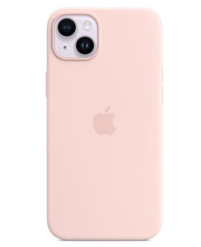 Protectie spate apple silicone pentru apple iphone 14 plus, magsafe (roz)