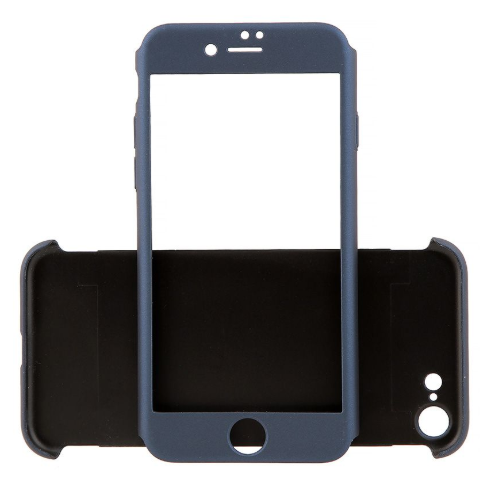 Protectie spate just must defense 360 jmdefiph7nv pentru iphone 7 + protectie fata + folie protectie ecran (albastru)