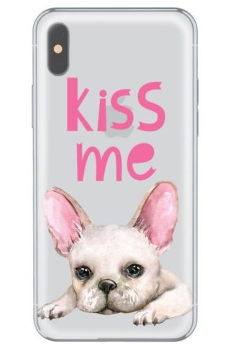 Protectie spate lemontti art pug kiss lmsaiphxm28 pentru iphone x (multicolor)