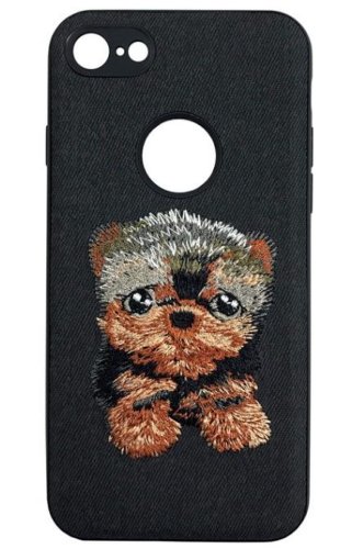 Protectie spate lemontti embroidery black puppy leciph7m4 pentru iphone 7 (negru)