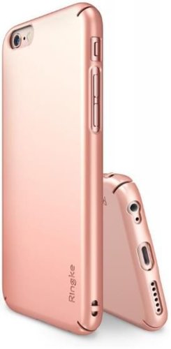 Protectie spate ringke slim 174428 pentru apple iphone 6 plus/6s plus (rose gold) + folie protectie