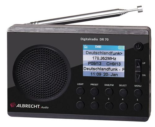 Radio digital albrecht dr 70, display color, dab si fm, 220v/baterii (negru)