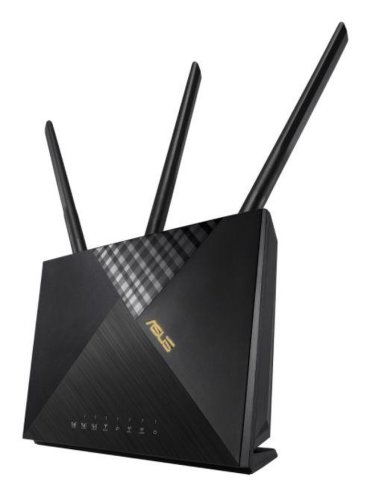 Router wireless asus 4g-ax56, wifi 6, dual band, gigabit, ax1800, 3 antene externe (negru)