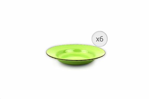 Vanora Set farfurii pentru paste heinner gala green hr-wdf-vp226, ceramica, 22 cm, 6 piese (verde/negru)