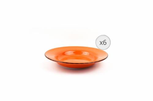 Set farfurii pentru paste heinner gala orange, ceramica, 22 cm, 6 piese (portocaliu/negru)