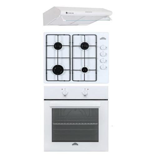 Studio Casa Set incorporabil cuptor electric, plita gaz si hota clasica alfa white nuova cucina, clasa a, 72 l, termostat, 4 arzatoare gaz, valva de siguranta, 2 motoare, 3 viteze, alb