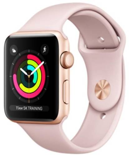 Smartwatch apple watch 3, amoled capacitive touchscreen 1.65inch, bluetooth, wi-fi, bratara silicon 42mm, carcasa aluminiu, rezistent la apa si praf (roz)