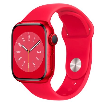 Smartwatch apple watch s8 cellular, ecran ltpo oled, bluetooth, wi-fi, gps, bratara silicon 41mm, carcasa aluminiu, rezistent la apa 5atm (rosu)
